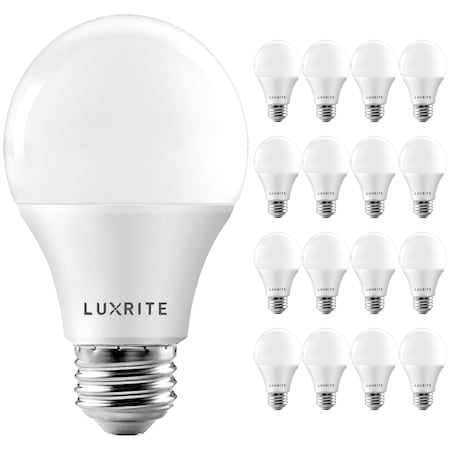 A19 LED Light Bulbs 9W (60W Equivalent) 800LM 5000K Bright White Dimmable E26 Base 16-Pack